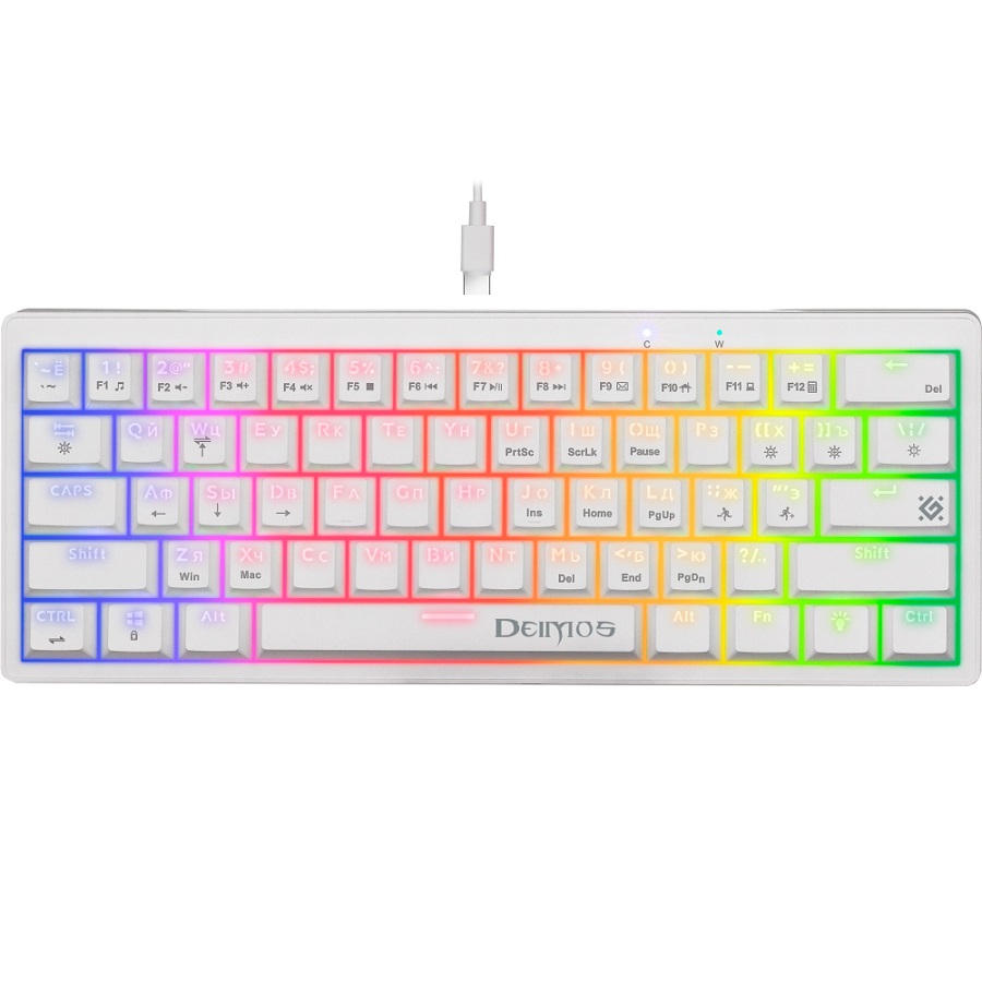 Клавиатура DEFENDER GK-303 RU, Deimos, 61кн,корич.свитчи,белый