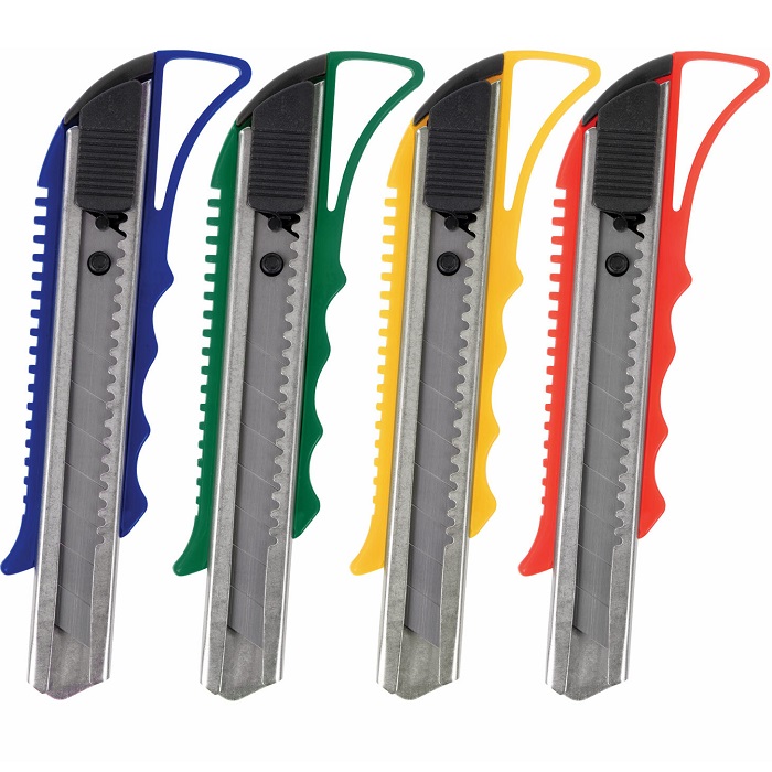 Нож канцелярский 18 мм STAFF Profit, усиленный, металл МИКС 237083