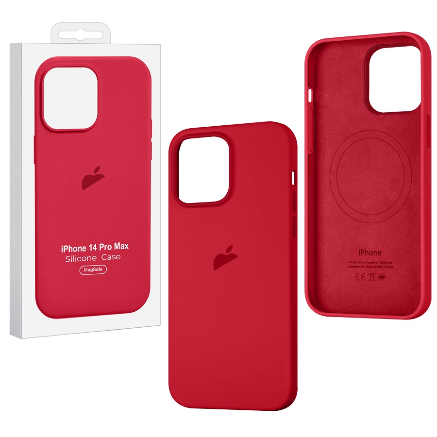 Силиконовый чехол SILICONE CASE для iPhone 14 Pro Max Red (MagSafe) c LOGO
