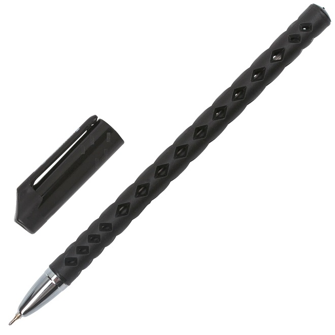 Ручка шариковая масляная BRAUBERG "Orient", ЧЕРНАЯ, корпус черный, иг. узел 0,7 мм, лин. пис 143000