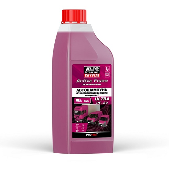 Автошампунь AVS "Active Foam" 1:8-12 PF-80 ULTRA 1л, для бесконтактной мойки
