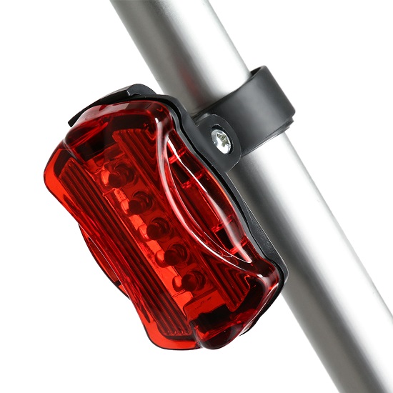 Фонарь велосипедный задний, водонепроницаемый, 5 диодов, 7 режимов, 2ААА  9865935