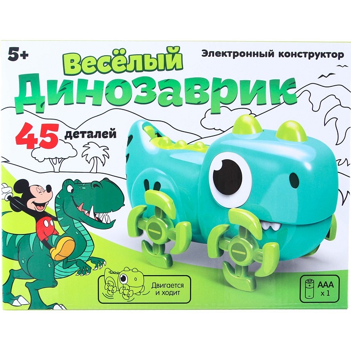 Электронный конструктор «Весёлый динозаврик», 45 деталей, Микки Маус