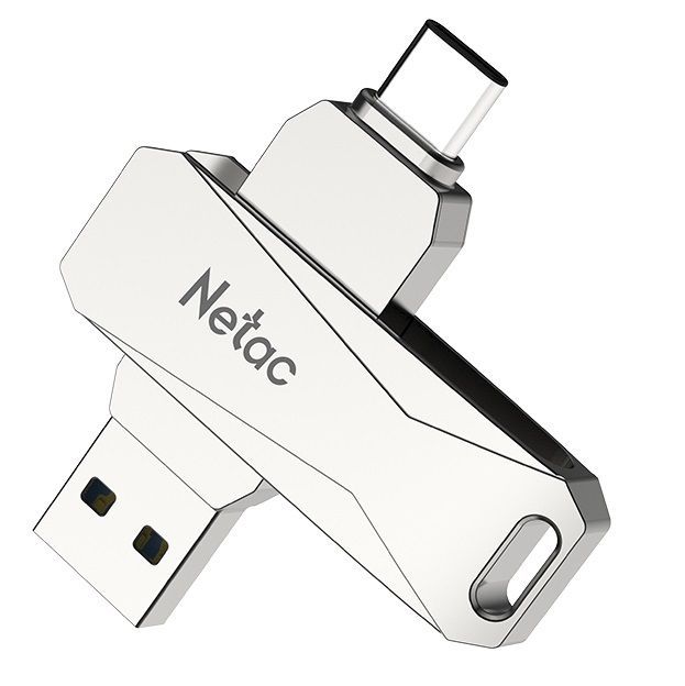 USB 64GB NETAC U782C Dual, USB + TypeC, серебро 3.0