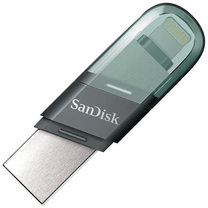 USB 32Gb SanDisk Flip iXpand (Type A + Lightning) зеленый/серебро (SDIX90N-032G-GN6NN)