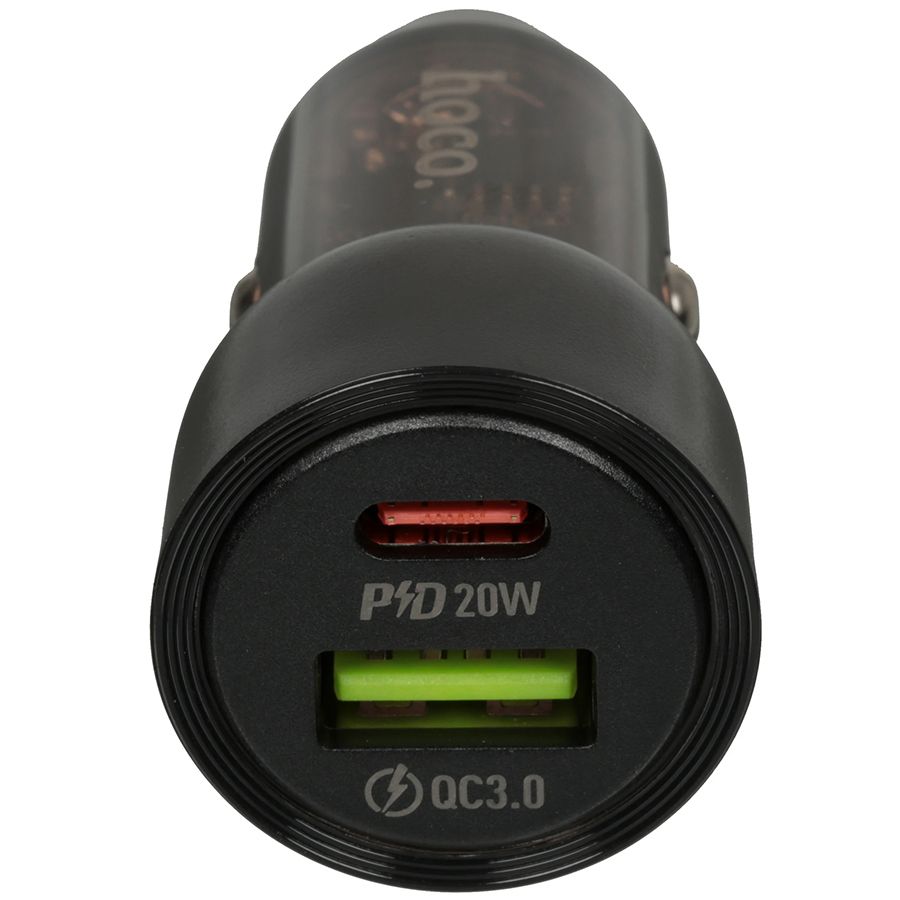 Авто ЗУ 1USB/1Type-C 3A HOCO Z52 черный,  microUSB, PD38W