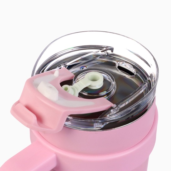 Термокружка, 900 мл, с трубочкой, нержавеющая сталь, розовая 10795128