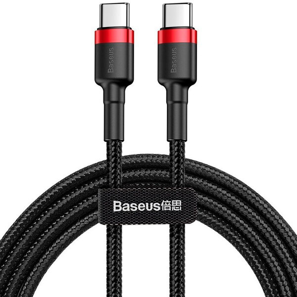 Кабель Type-C <--> Type-C  2.0м BASEUS Cafule series черно-красный, 3A (CATKLF-H91)
