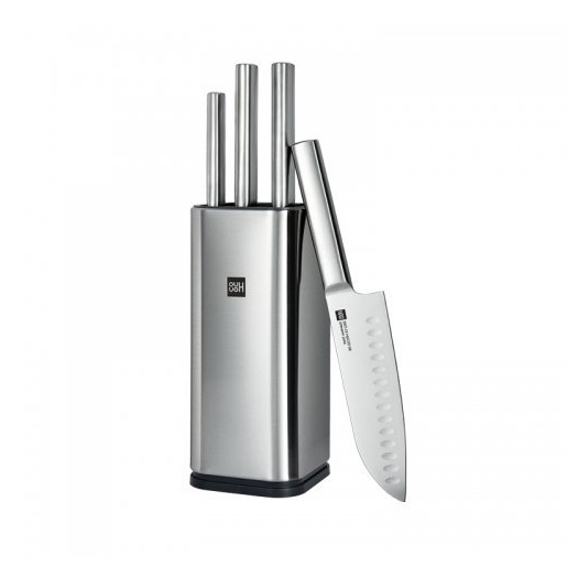 Набор стальных ножей Xiaomi (Mi) HuoHou Stainless Steel Kitchen Knife Set (HU0095), (3 ножа + ножницы + подставка), серебристый