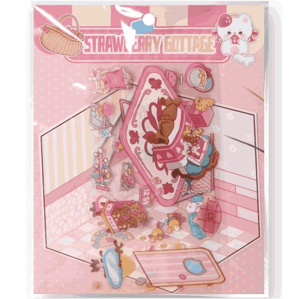 Наклейки+пинцет для творчества румбокс "Розовая спальня", розовые (16*20 см)