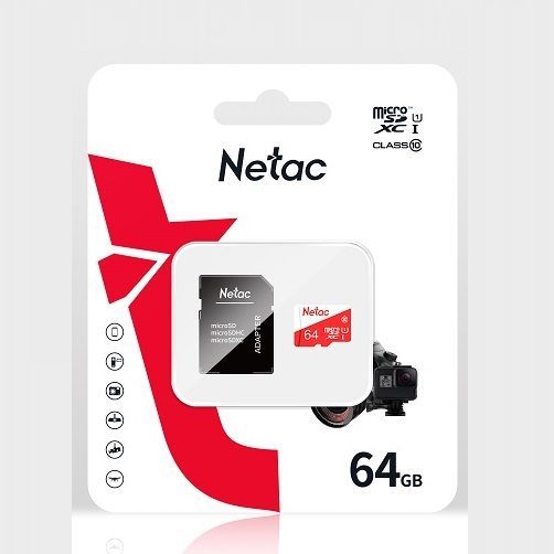 MicroSD 64GB Netac P500 Eco Class 10 UHS-I + адаптер SD