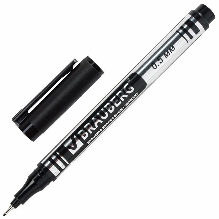 Маркер перманентный 0,5мм черный для CD/DVD металл. наконеч. BRAUBERG арт.150512