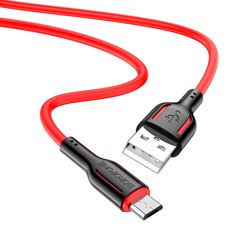 Кабель USB <--> microUSB  1.0м BOROFONE BX63, Charming, чёрный, красная вставка