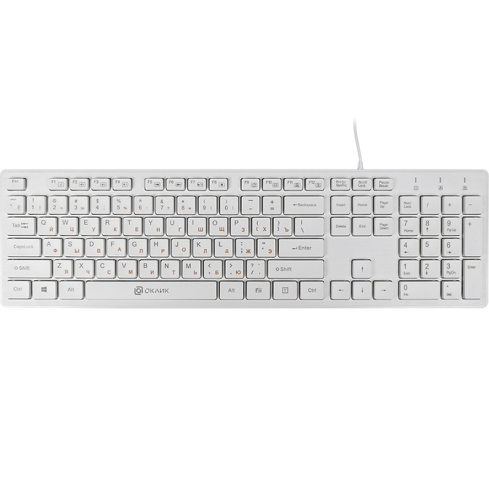 Клавиатура OKLICK 500M белый USB slim Multimedia