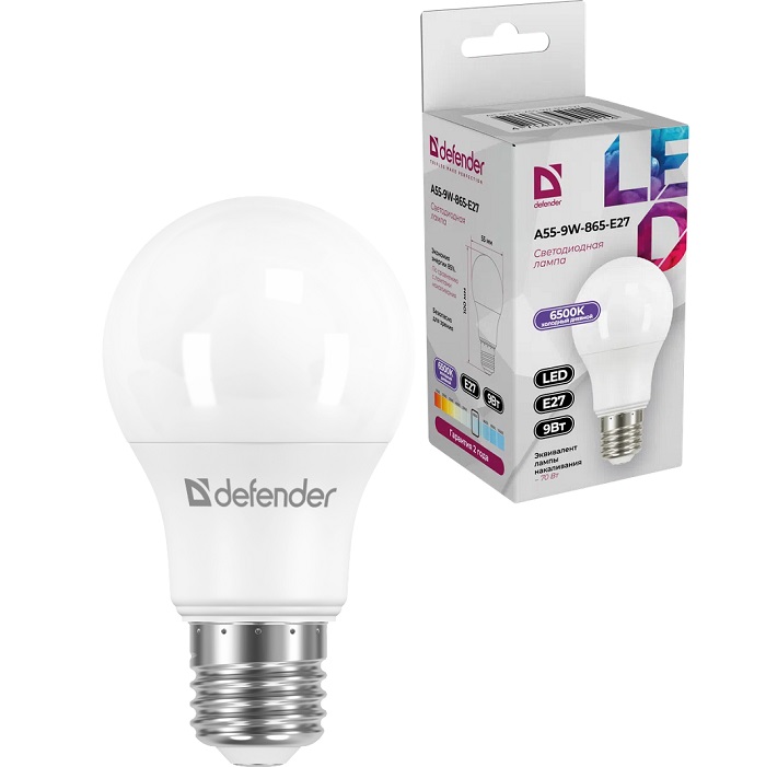 Лампа светодиодная DEFENDER A55 9W/865/E27 груша, холодный дневной