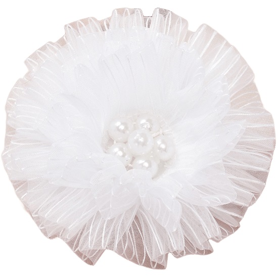 Бант для волос на резинке «Школьница», полосатик, d=7 см, белый