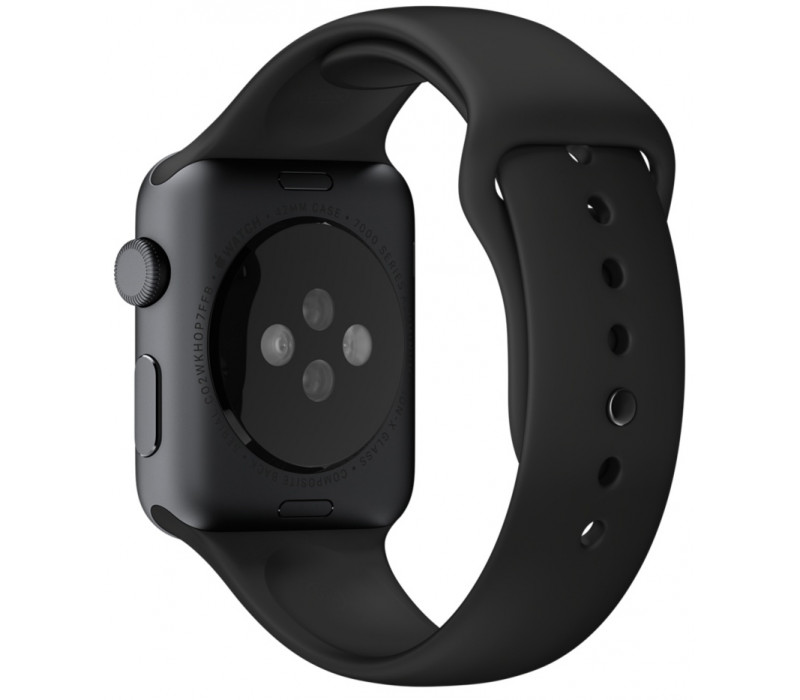 Спортивный ремешoк для Apple Watch Sport 42мм обсидант-чёрный