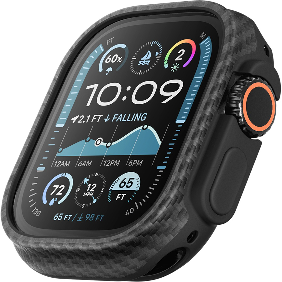 Задняя накладка KEEPHONE KEVILAR ROME ARAMID FIBER CASE WITH SILICONE FRAME IWATCH 49MM, BLACK