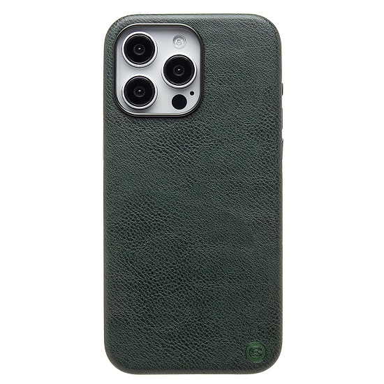 Задняя накладка Cellis SM031 SafeMag для iPhone 15 Pro Max Натуральная кожа (dark green)