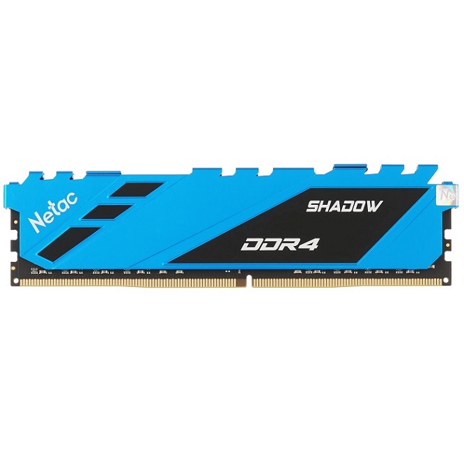 Оперативная память DDR4 16Gb NETAC Shadow, 3200MHz, CL16, DIMM, с радиаторами, синий (NTSDD4P32SP-16B)