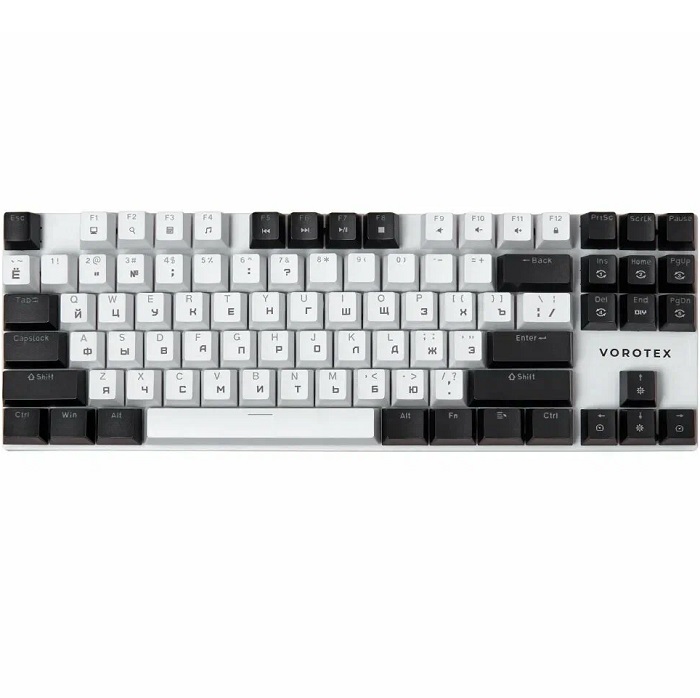 Клавиатура VOROTEX K87S Red Switch, Белый,чёрный