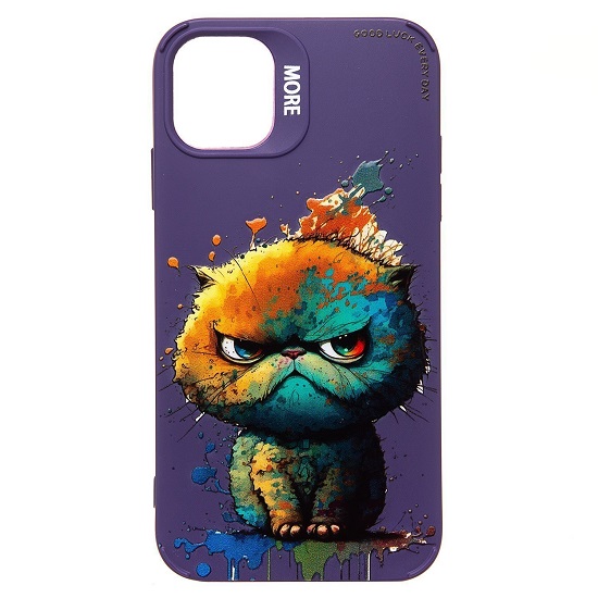 Задняя накладка SC335 для iPhone 11 (кот) (violet) (227087)