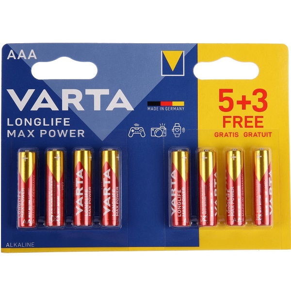 Элемент питания VARTA LR03 LONGLIFE MAX POWER BL-8 (5+3) (8/160)
