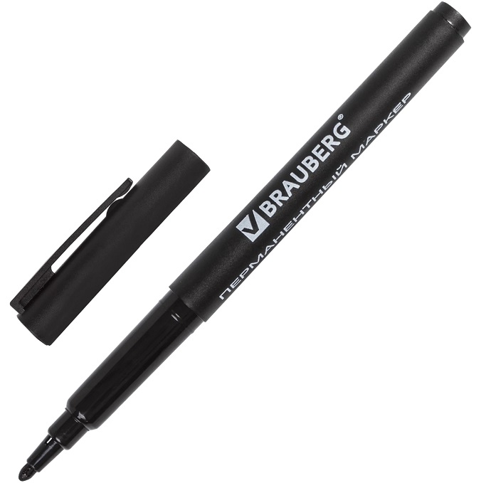 Маркер перманентный 1мм черный "CLASSICLine", классич.тонкий Brauberg арт.150296
