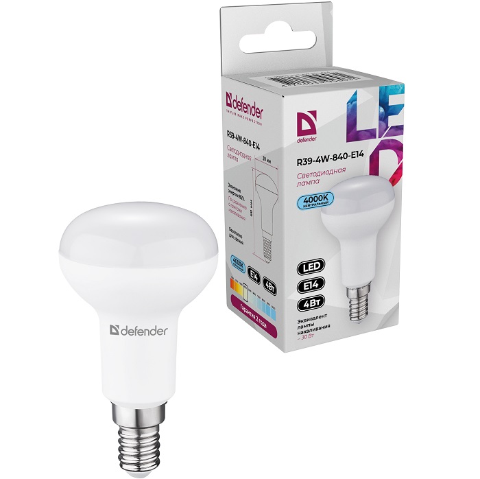Лампочка светодиодная DEFENDER R39 4W/840/E14 рефлектор, нейтральный белый