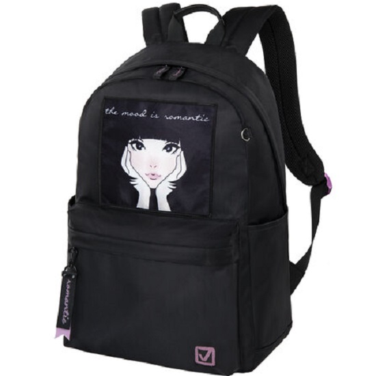 Рюкзак BRAUBERG FASHION CITY универсальный, карман-антивор,Romantic Anime,черный,44х31х16 см,270808