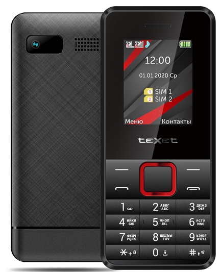 Телефон TEXET TM-207 черный-красный