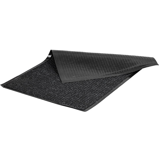 Коврик входной ворсовый влаго-грязезащитный 60*90см толщина 7мм, ребристый, черный, LAIMA 602869