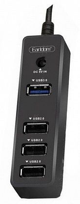 USB-Хаб EARLDOM ET-HUB07 4 порта, чёрный, USB 3.0