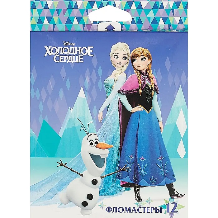 Фломастеры, 12 цветов, в картонной коробке, Холодное сердце   7665890