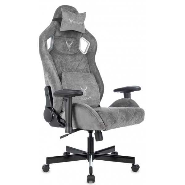 Кресло игровое БЮРОКРАТ Knight Outrider серый Light-19 крестов. металл