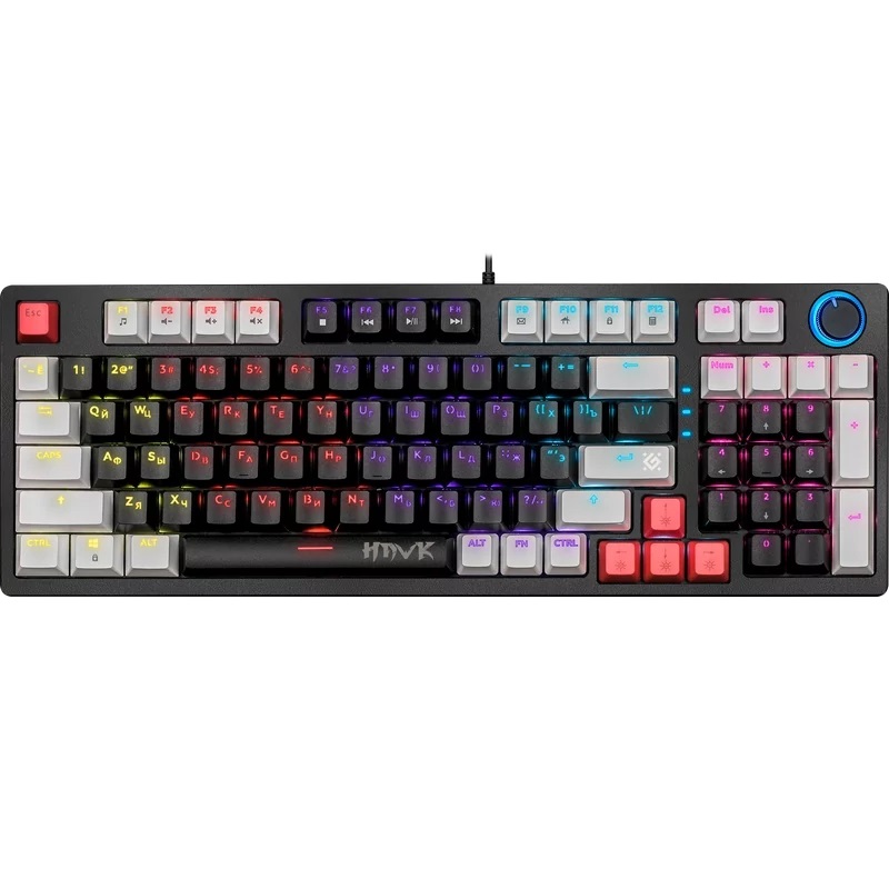 Клавиатура DEFENDER Hawk GK-418 RU, радужная RGB, механич., корич. свитч (45419)
