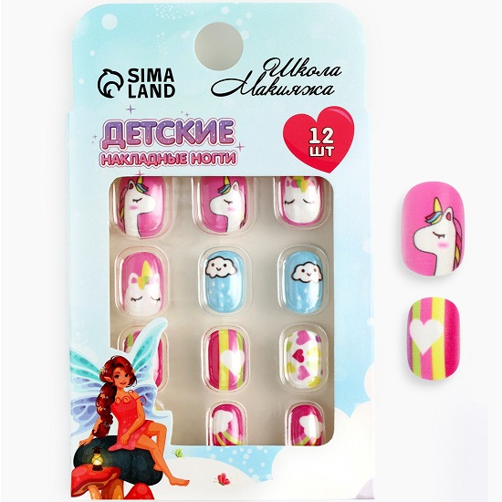 Детские накладные ногти "Мечта единорога", 12 шт   10664331