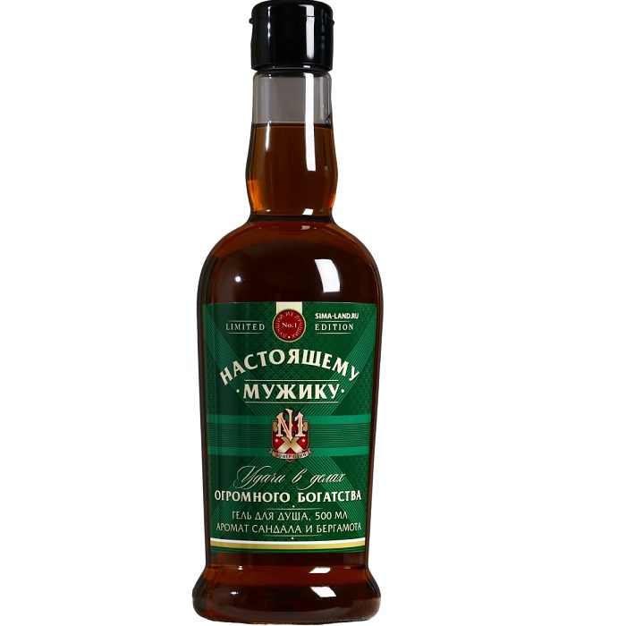 Гель для душа во флаконе коньяка «Настоящему мужику», 500 мл, аромат сандала и бергамота 5197360