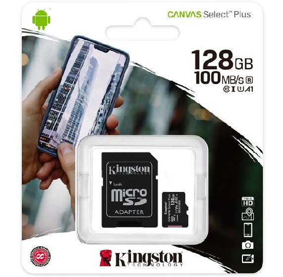 Micro SD 128Gb Kingston Class 10 Canvas Select Plus A1 с адаптером SD