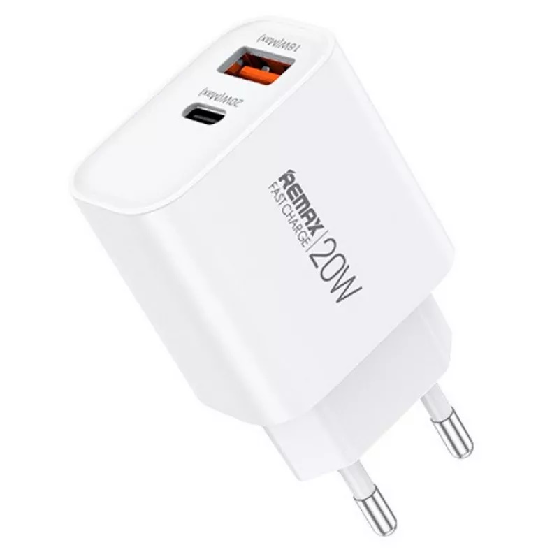 Сетевое ЗУ 1USB/1Type-C REMAX RP-U120, белый, Type-C - Lightning, 20W