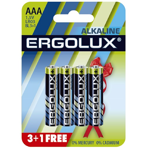 Элемент питания ERGOLUX LR03 BL3+1 (4/40/960)