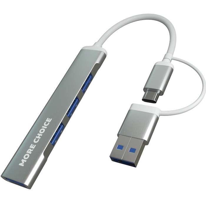 USB Type-C Хаб MORE CHOICE HUB03  Silver