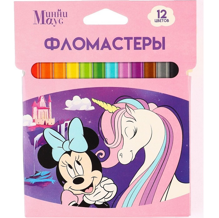 Фломастеры "Минни и Единорог", 12 цветов, вентилируемый колпачок   9631834