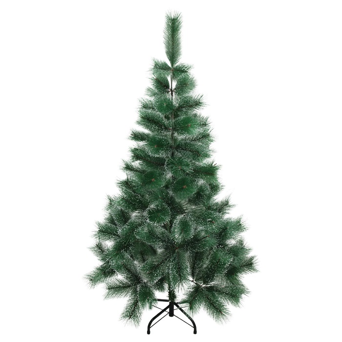 Ель искусственная ЗОЛОТАЯ СКАЗКА "Пушистая" 150 см, с инеем и шишками, зеленая, 592044