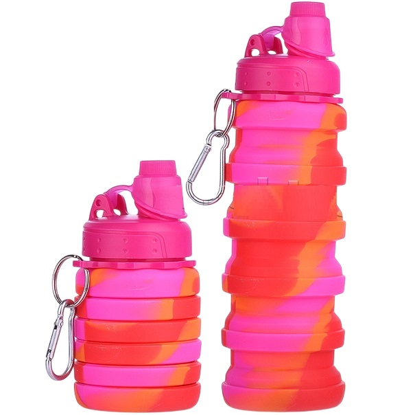 Бутылка складная 500 мл, герметичная, оранжево-розовая деграде УТМ01479739