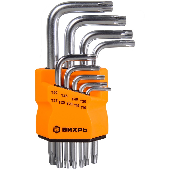 Набор ключей имбусовых Torx , 9 шт, T10-T50 ВИХРЬ 73/6/5/12