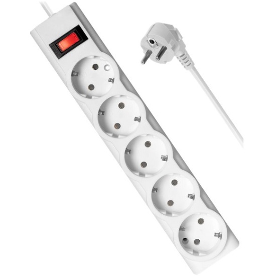 Сетевой фильтр  5.0м DEFENDER ILS355, белый, 5 розеток, ПВС 3*1,0 мм2, 10А, коробка