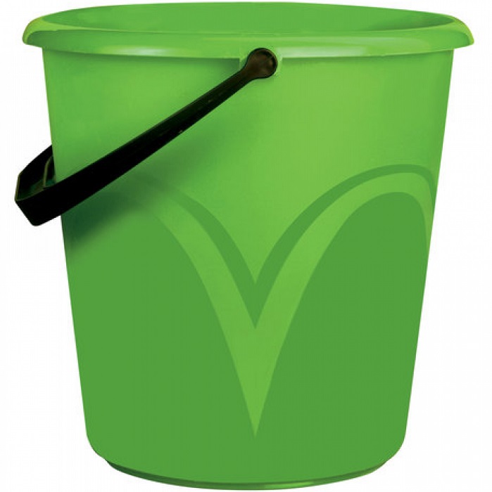 Ведро 10л LAIMA 603893 без крышки, пластиковое, пищевое, с глянцевым узором, цвет зеленый, мерная шкала