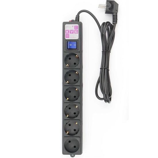 Сетевой удлинитель  1.9м POWER CUBE SPG6-B1,9M, черный, 6 розеток, 16А,