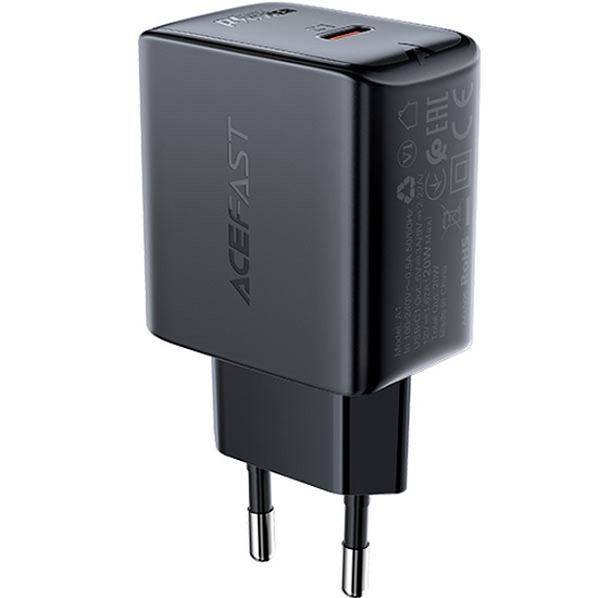 Сетевое ЗУ 1Type-C ACEFAST A1, черный, 20Вт (арт.6974316280033)